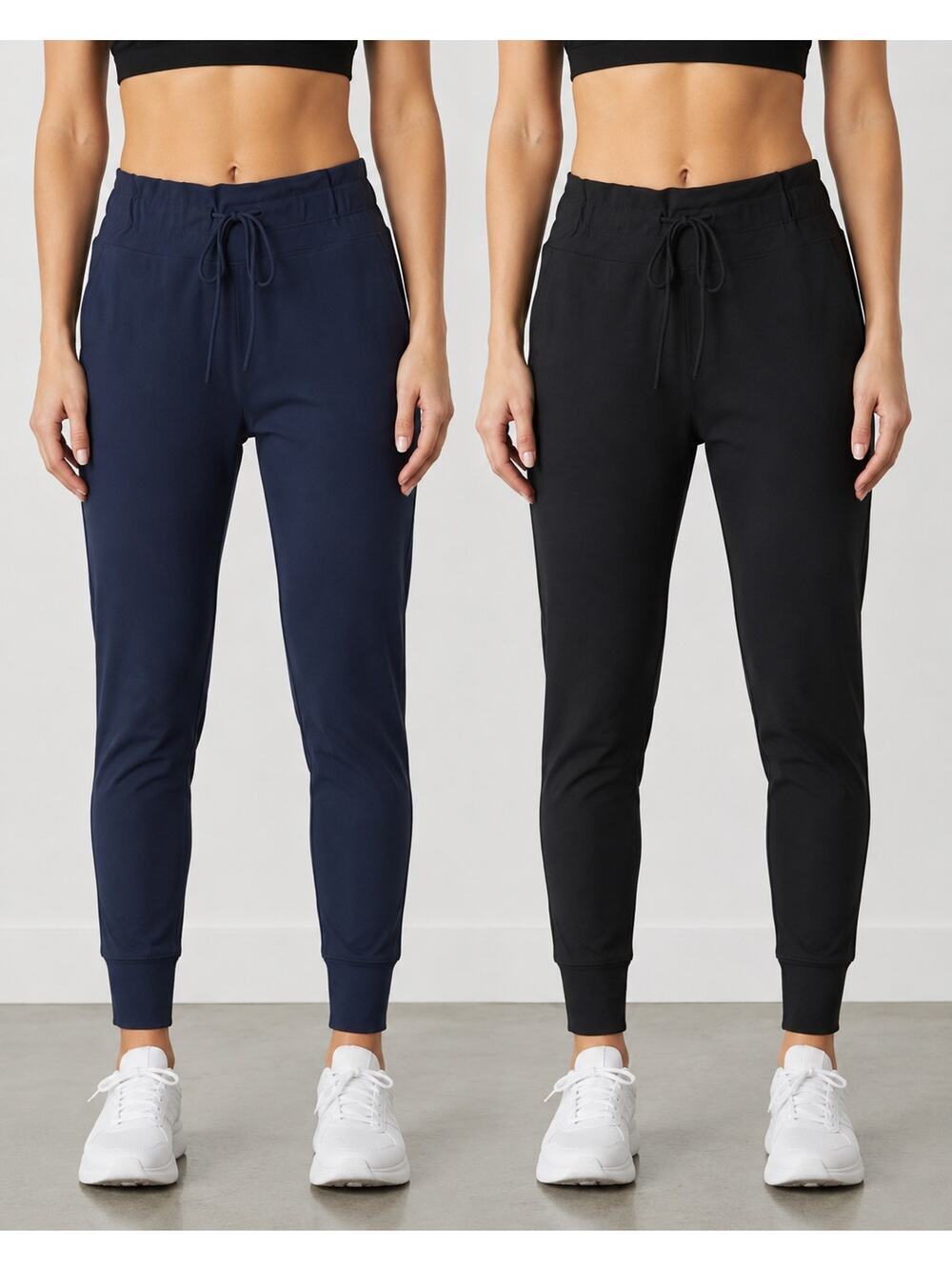 Zella Jogger Bundle 2 Pack Black Navy Blue Athleisure Sporty Minimalist Pants L